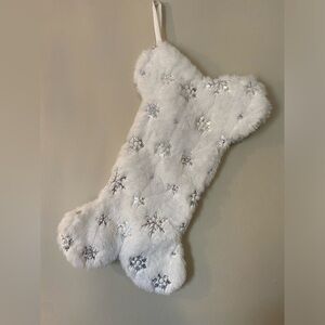 Faux fur snowflake dog-bone stocking